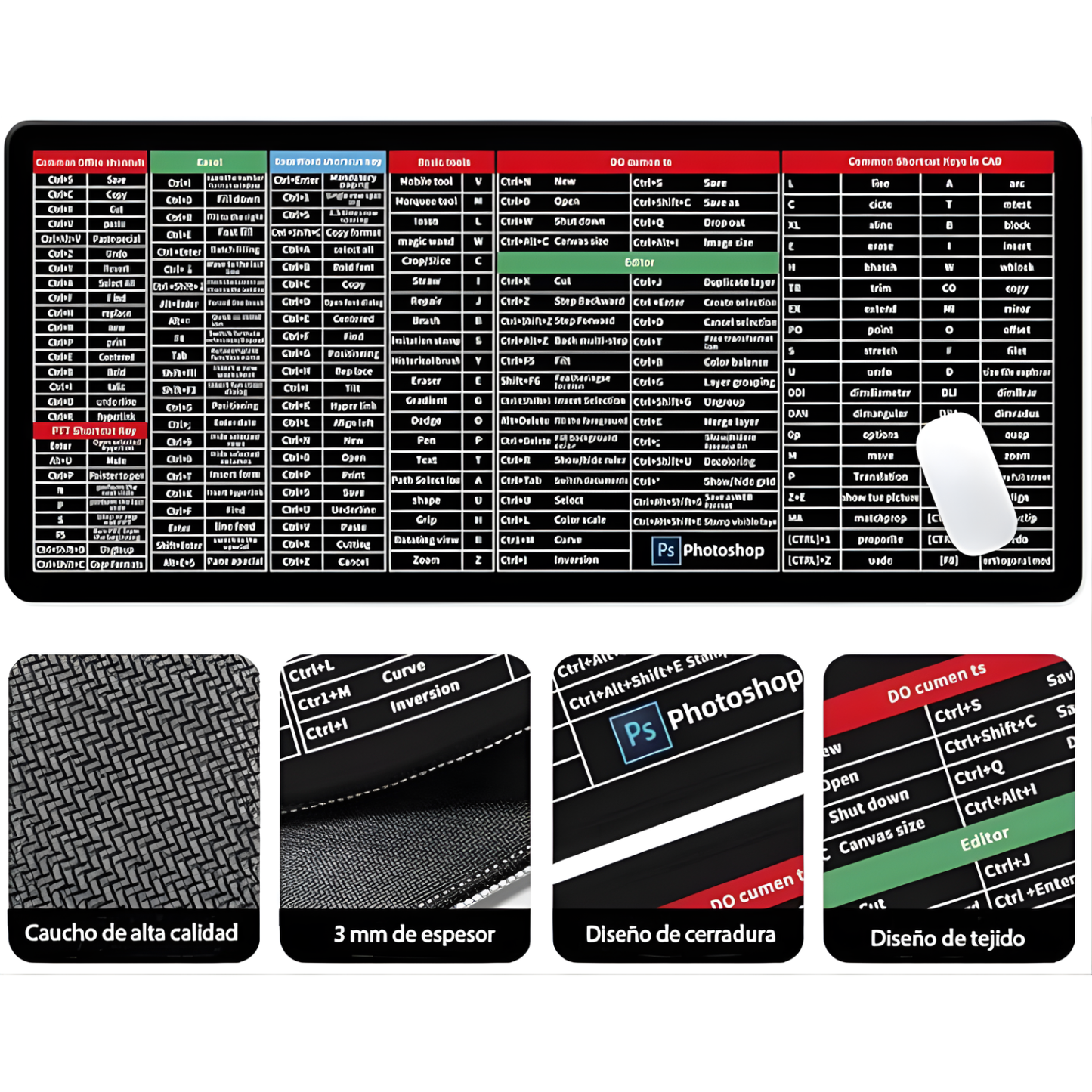 Mousepad con atajos de Excel